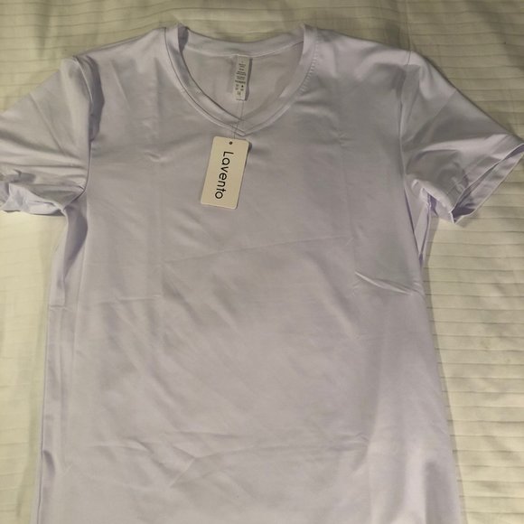 Lavento Mens V Neck Workout Shirt White Large - Picture 1 of 2